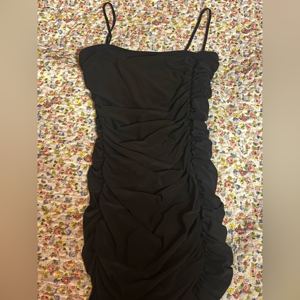 Black Scrunch Dress Long